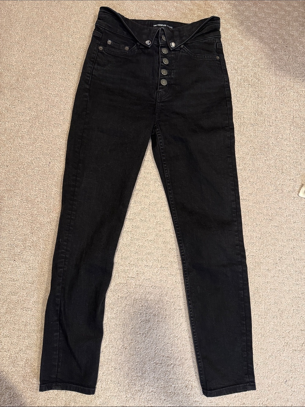 The Kooples High-Rise Black Women's Button-Fly Jeans
